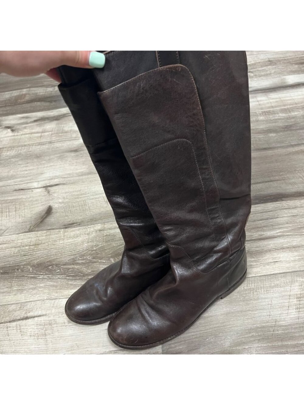 Frye Paige Tall Leather Riding Boots Chocolate Brown Women’s Size 8.5 - Picture 4 of 14